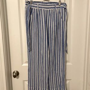 Stripped belted pants